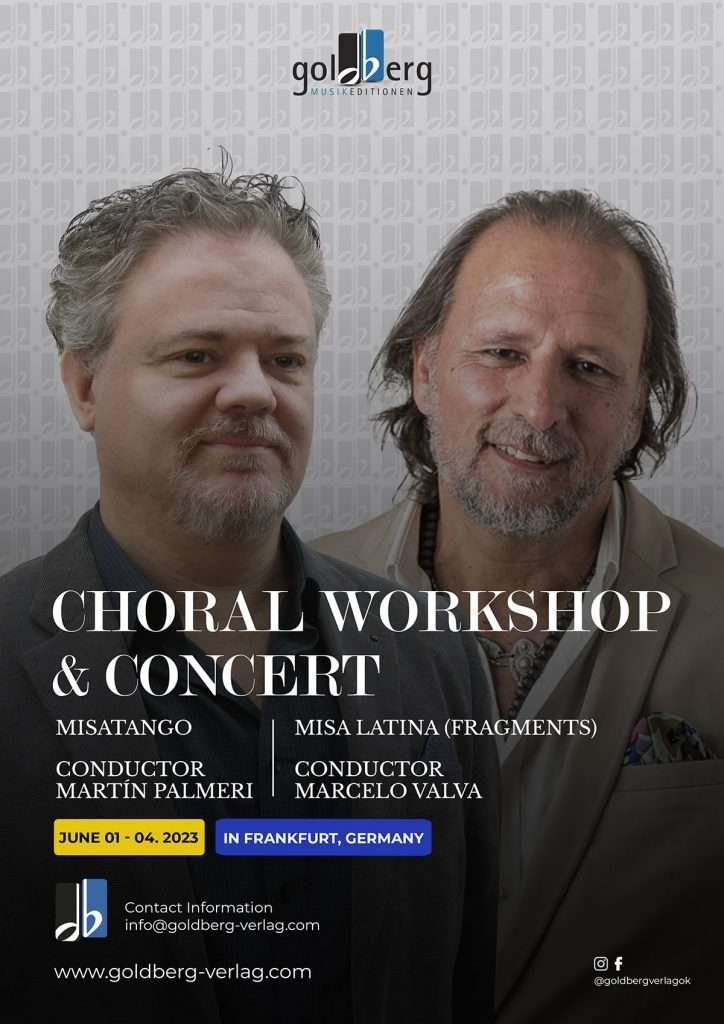 Choral Workshop & Concert

Martin Palmeri | Marcelo Valva

June 01 -04. 2023 | Frankfurt